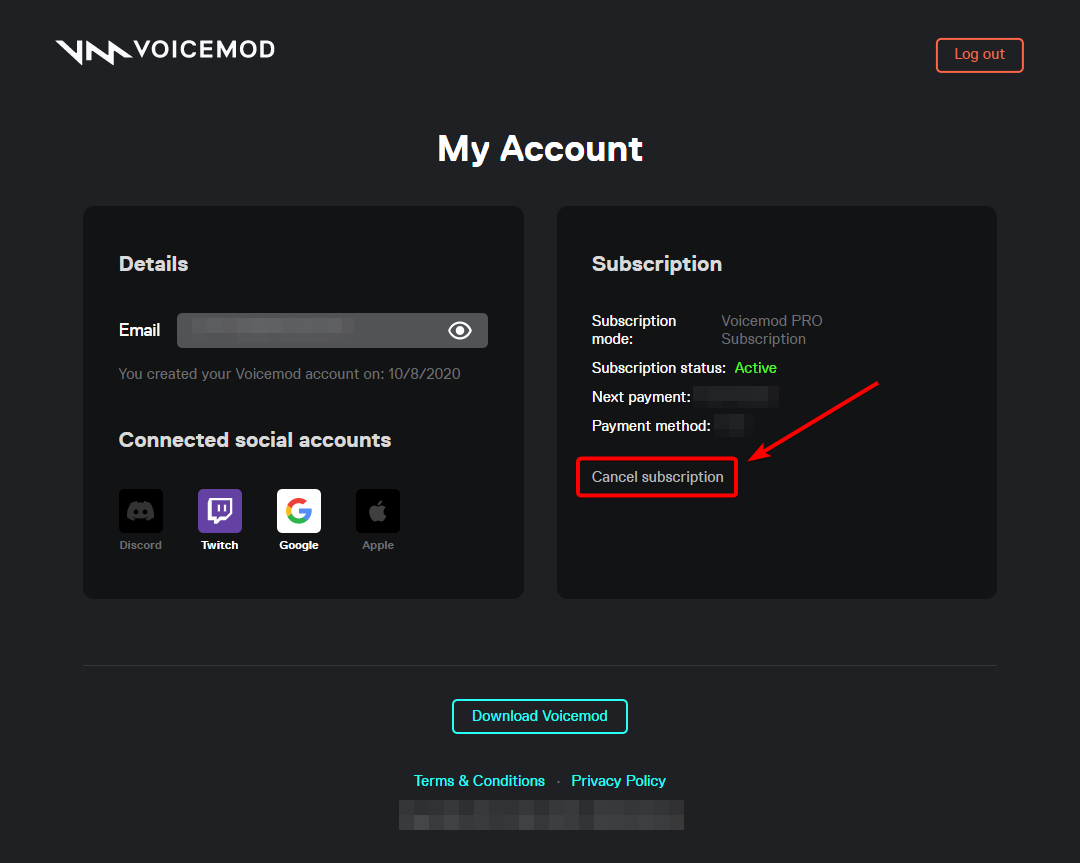 how to cancel a voicemod pro subscription