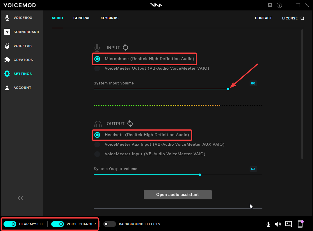 voicemod pro doesnt coonnect to my headphones